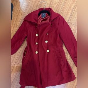 Red pea coat forever 21